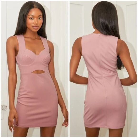Lulus Dresses & Skirts - New Lulus Celebrating You Dusty Mauve Pink Cutout Bodycon Mini Dress Sz M